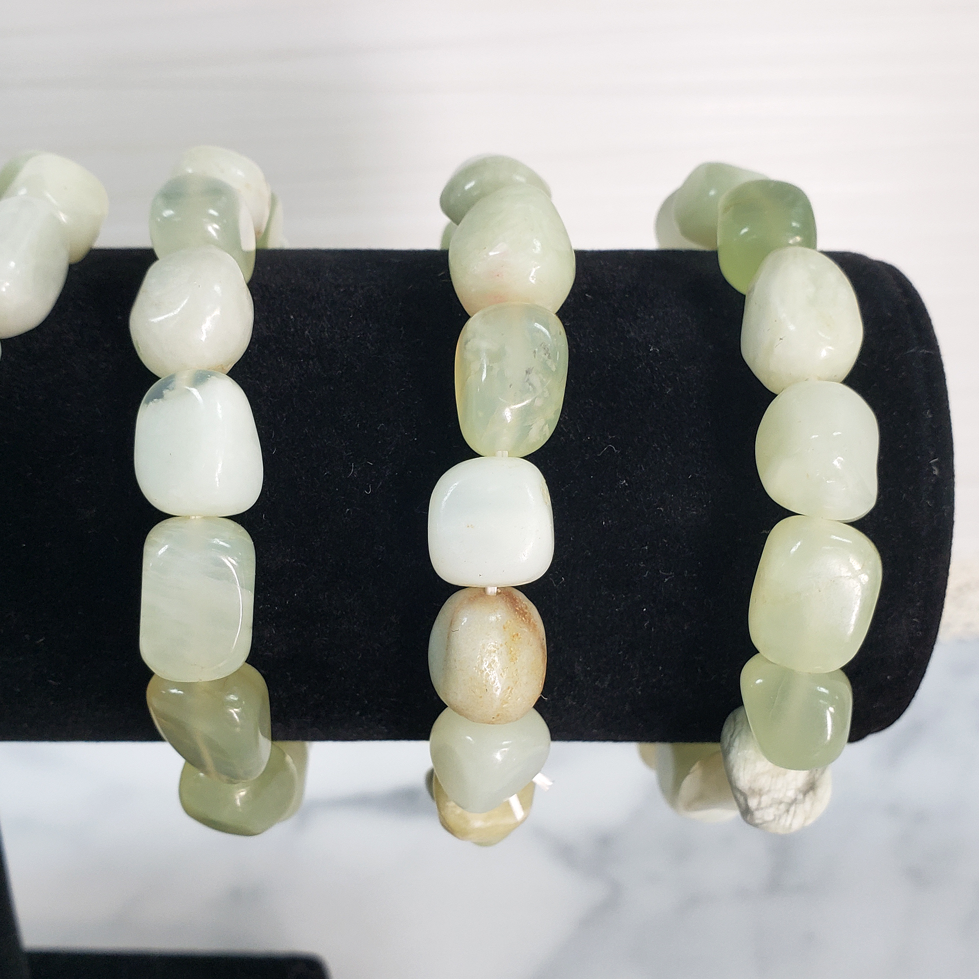 New Jade Serpentine Stone Natural Crystal Nugget Bead Bracelet - 6