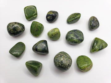 nephrite jade stones on white background