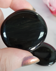 Obsidian Natural Crystal Palm Stone Worry Stone Meditation Tool - 1