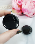 Obsidian Natural Crystal Palm Stone Worry Stone Meditation Tool - A