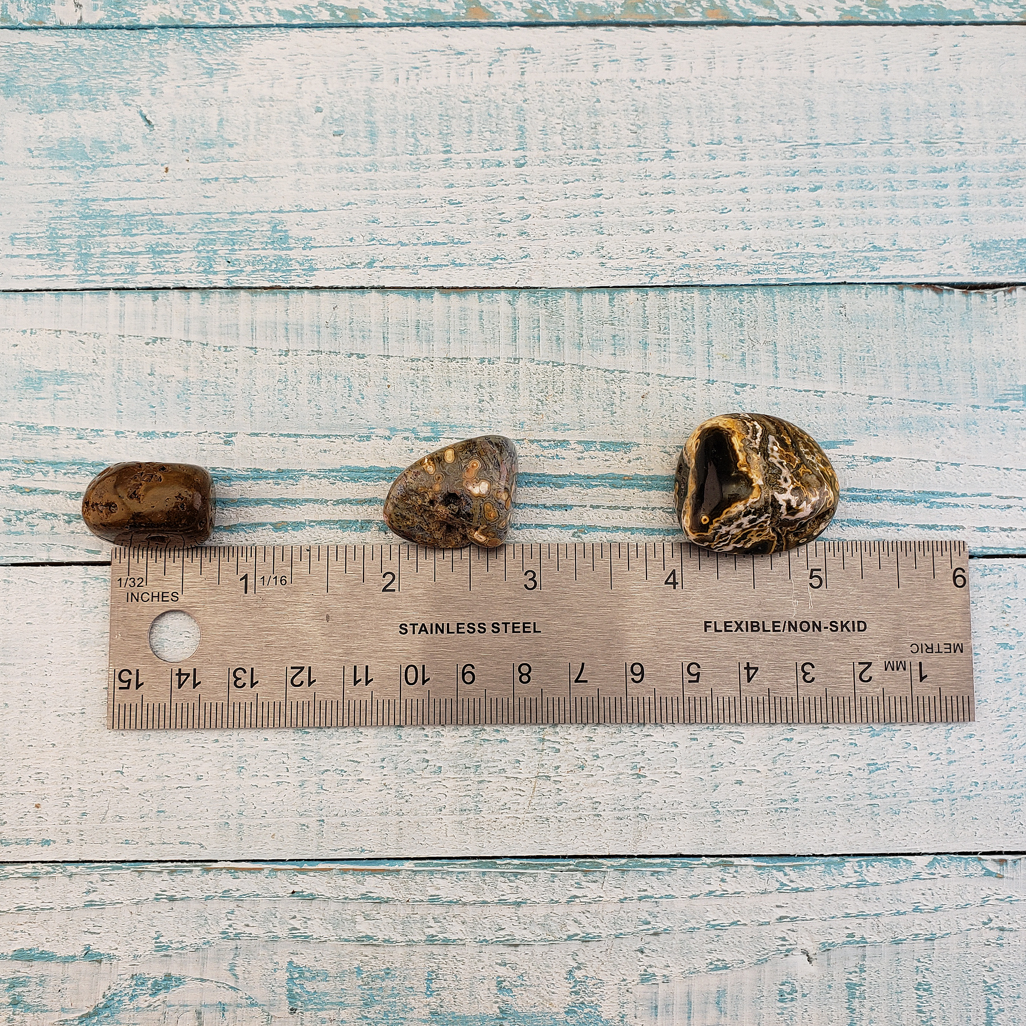 Ocean Jasper Natural Tumbled Stone - Rounded One Stone - Measurements