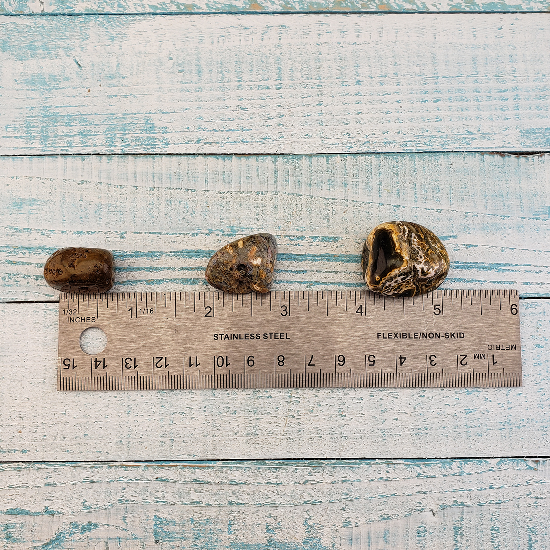 Ocean Jasper Natural Tumbled Stone - Rounded One Stone - Measurements