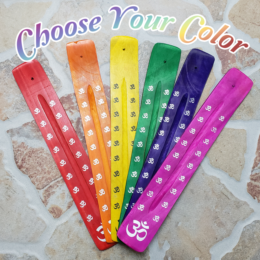 Rainbow Om Symbol Incense Burner Ash Catcher Tray - Choose Your Color!
