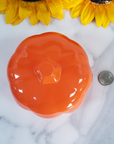 Orange Pumpkin Glass Container with Lid | Halloween Home Decor - Size Comparison