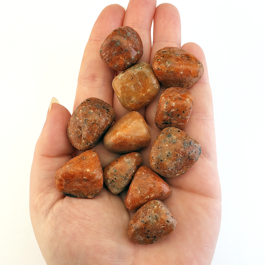 Orchid Orange Calcite Semi-Tumbled Stone - One Stone - In Hand