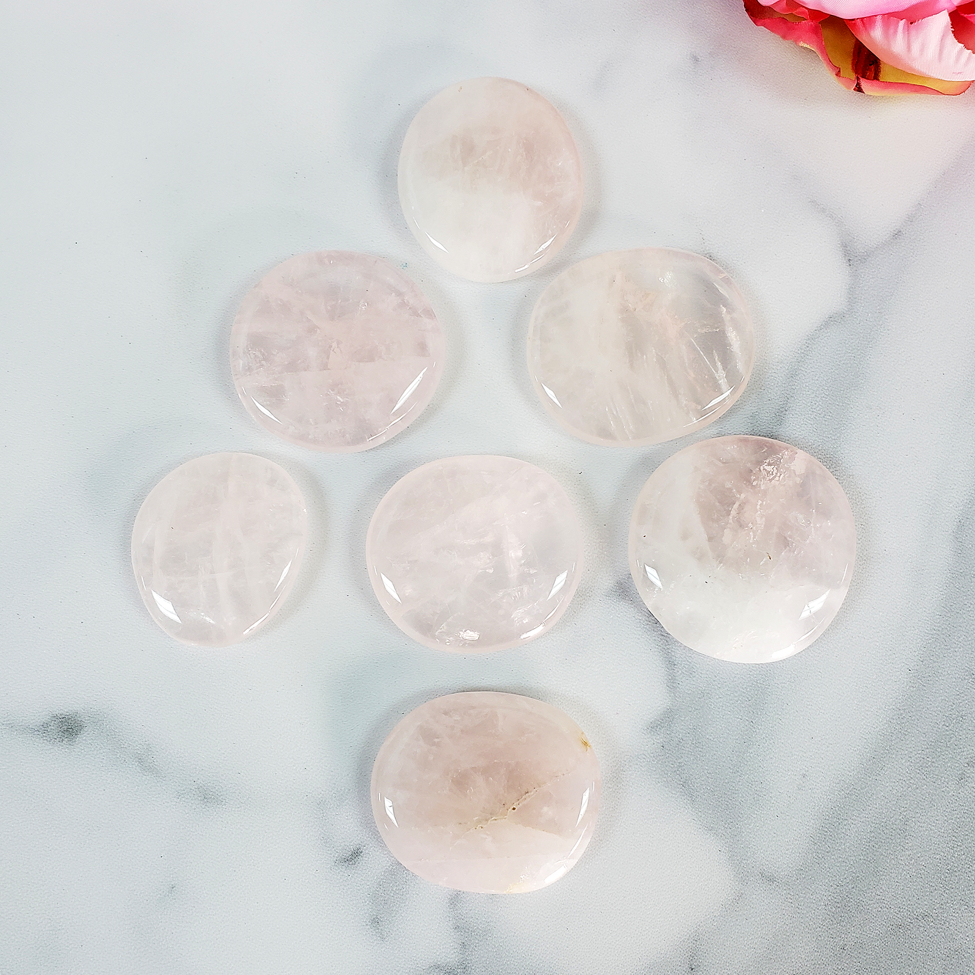 Rose Quartz Natural Crystal Palm Stone Worry Stone Meditation Tool