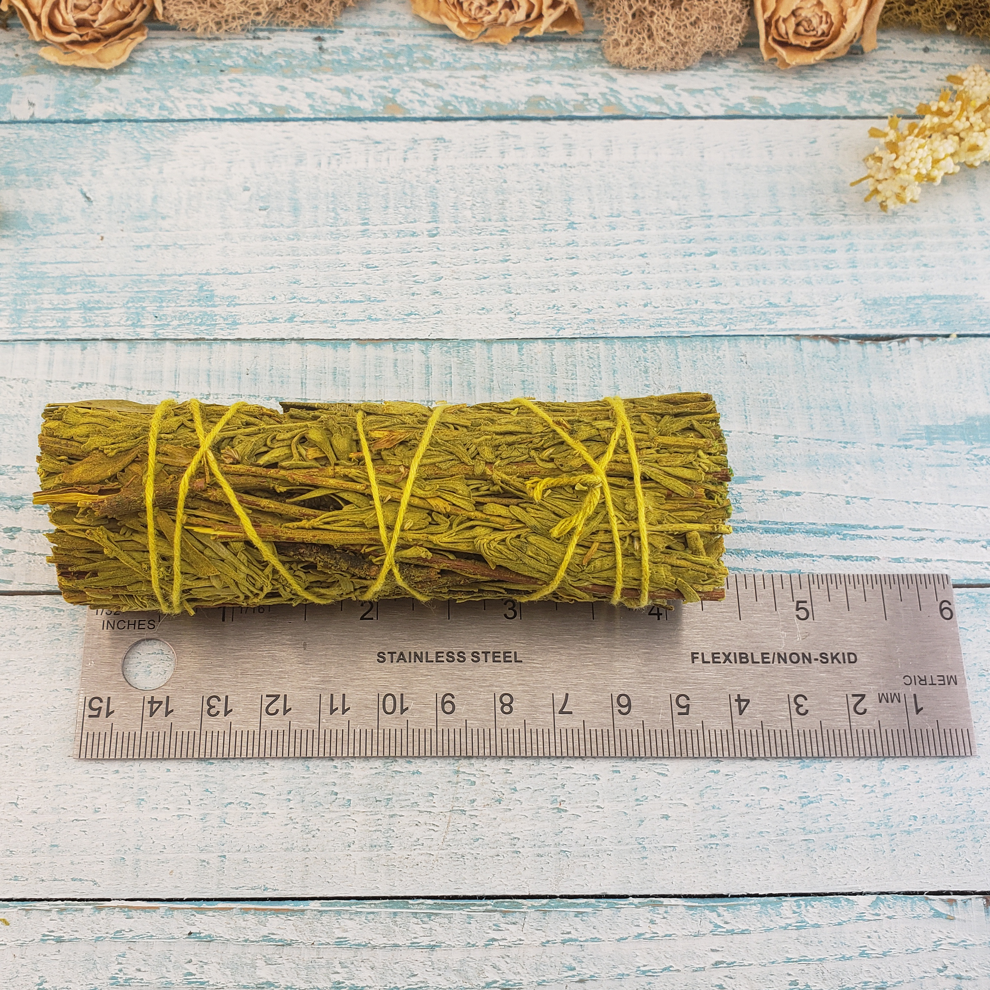 Patchouli Mountain Sage Sage Bundle - One 4" Smudge Stick - Measurement