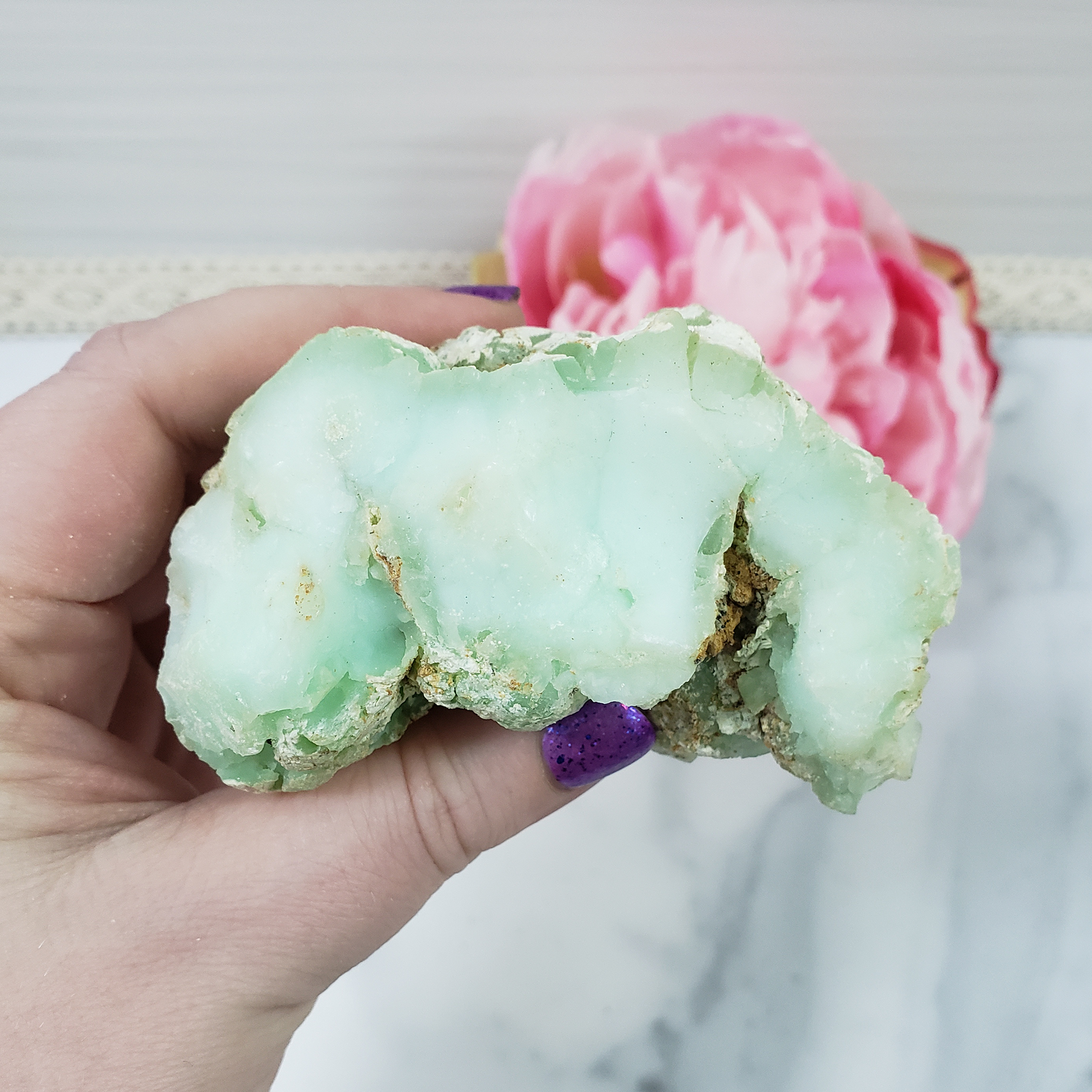 Unique Large High Quality Natural Raw Green Chrysoprase Cluster | Patience - 1