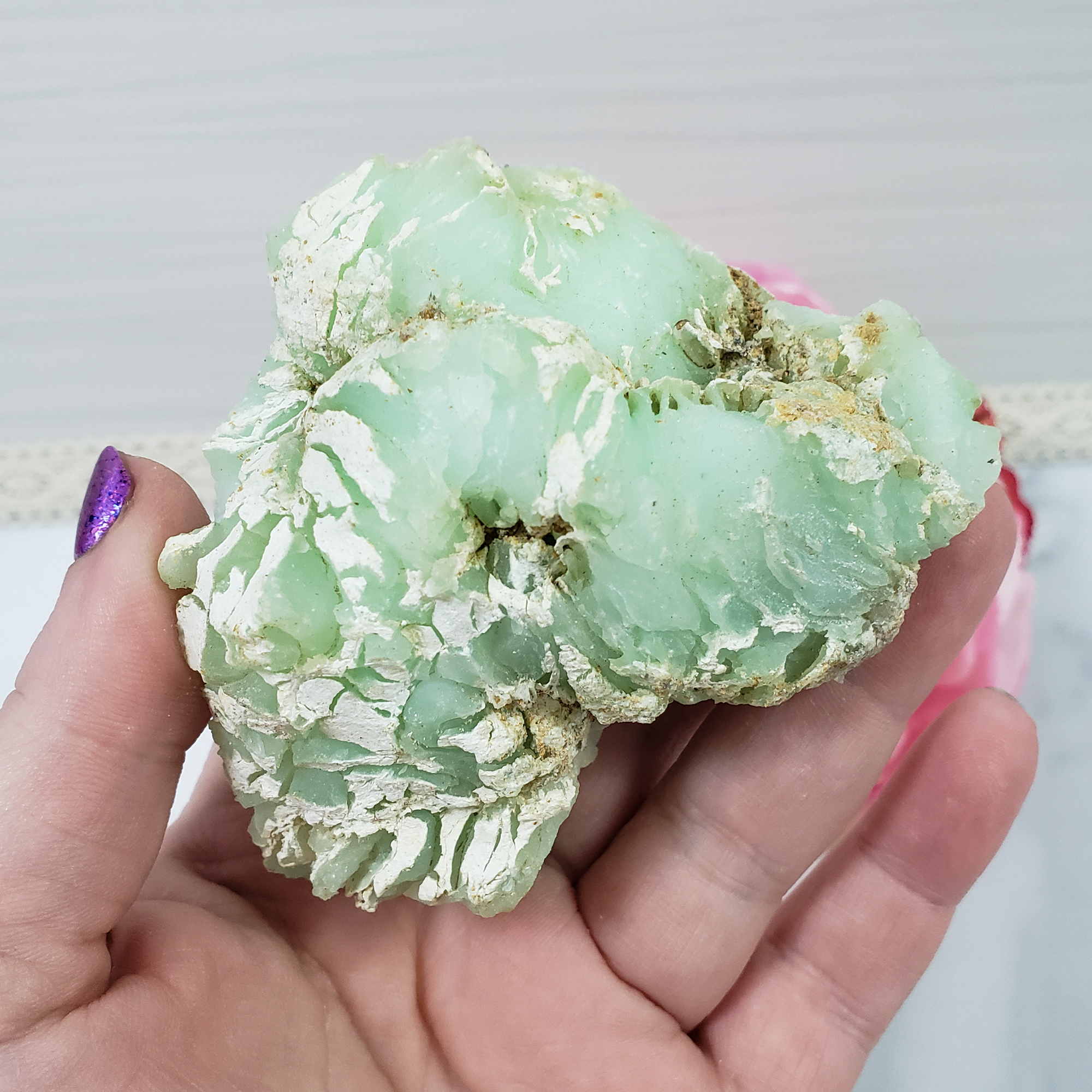 Unique Large High Quality Natural Raw Green Chrysoprase Cluster | Patience