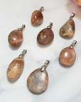 Peach Moonstone Crystal Pendant Natural Gemstone Jewelry