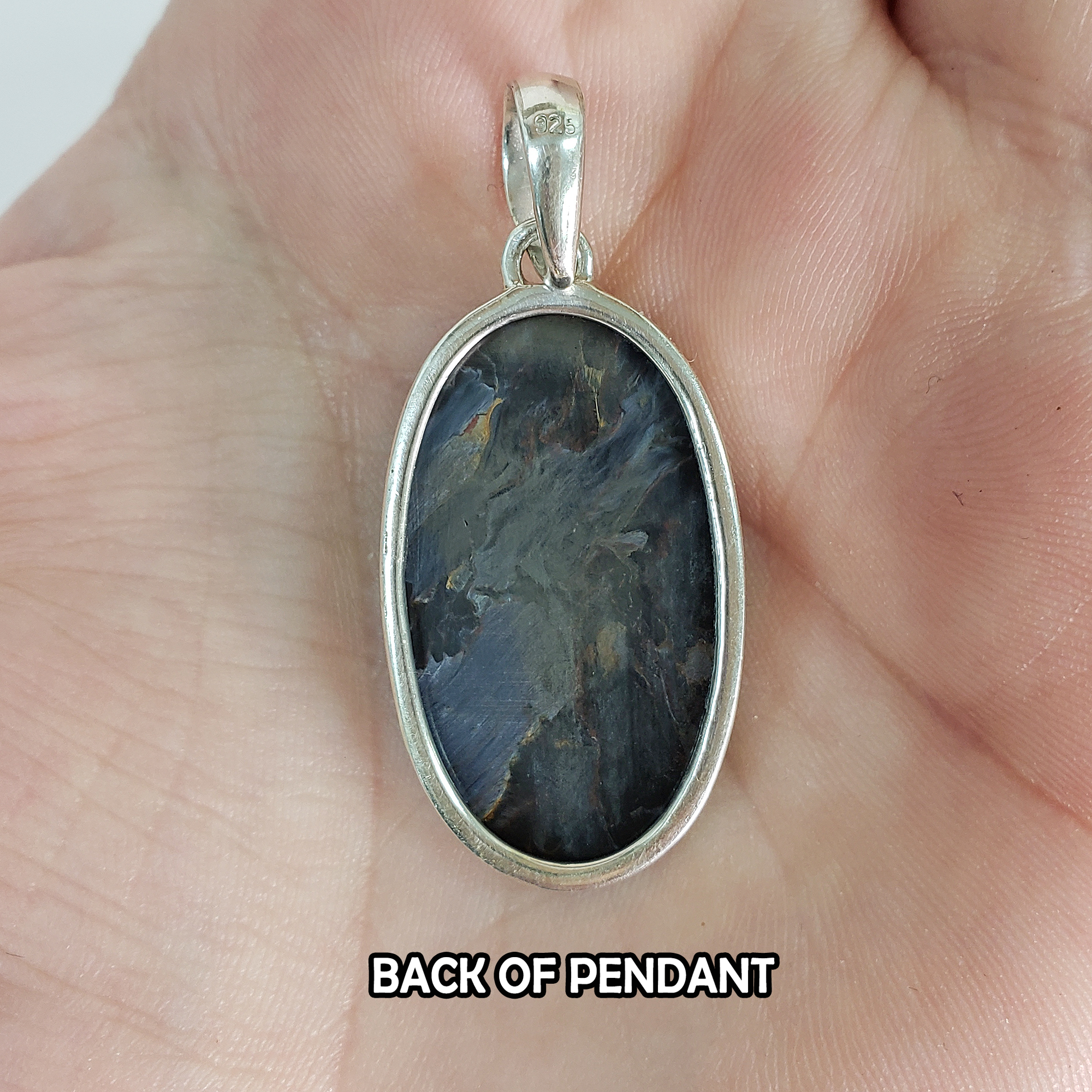 Unique Dark Blue Pietersite Stone Natural Gemstone 925 Sterling Silver Pendant - Percy - 3