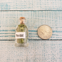 Peridot Natural Crystal Chips Bottle - One Bottle - Size Comparison