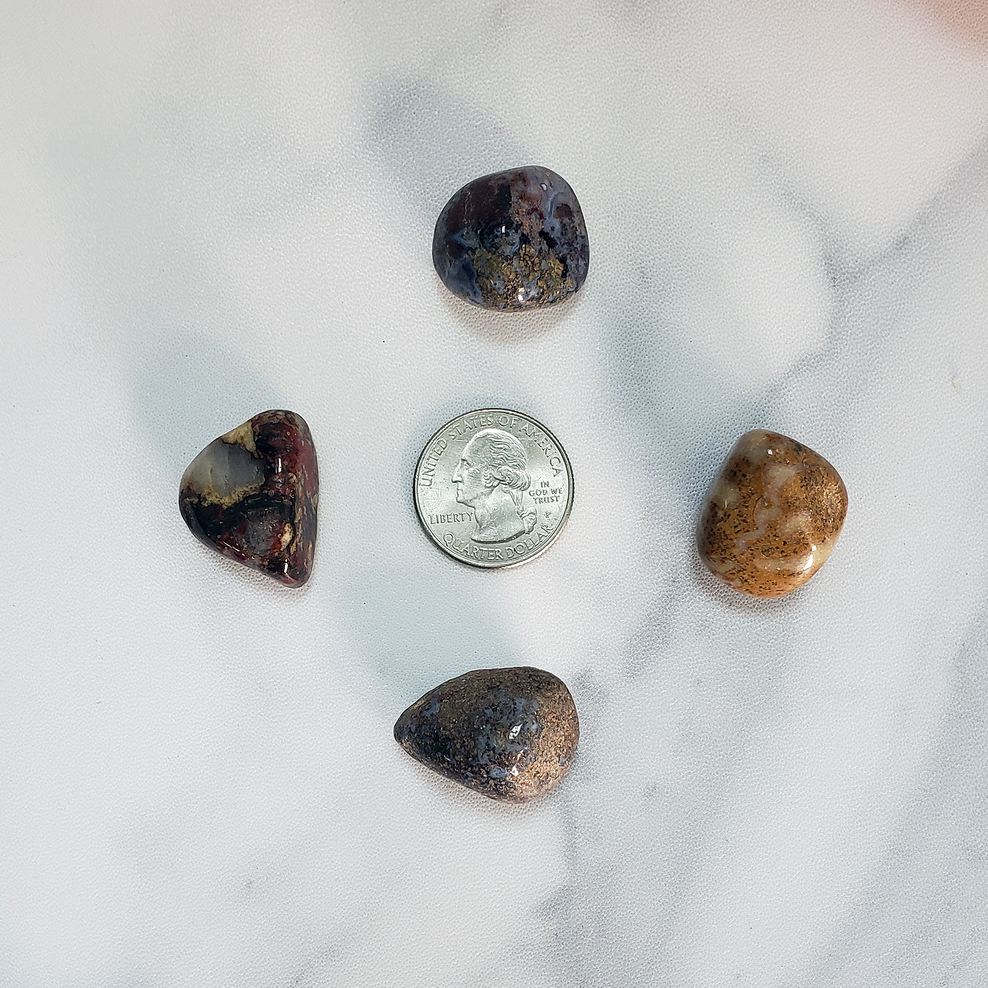 Pietersite Stone Natural Gemstone Semi-Tumbled Crystal - Size Comparison