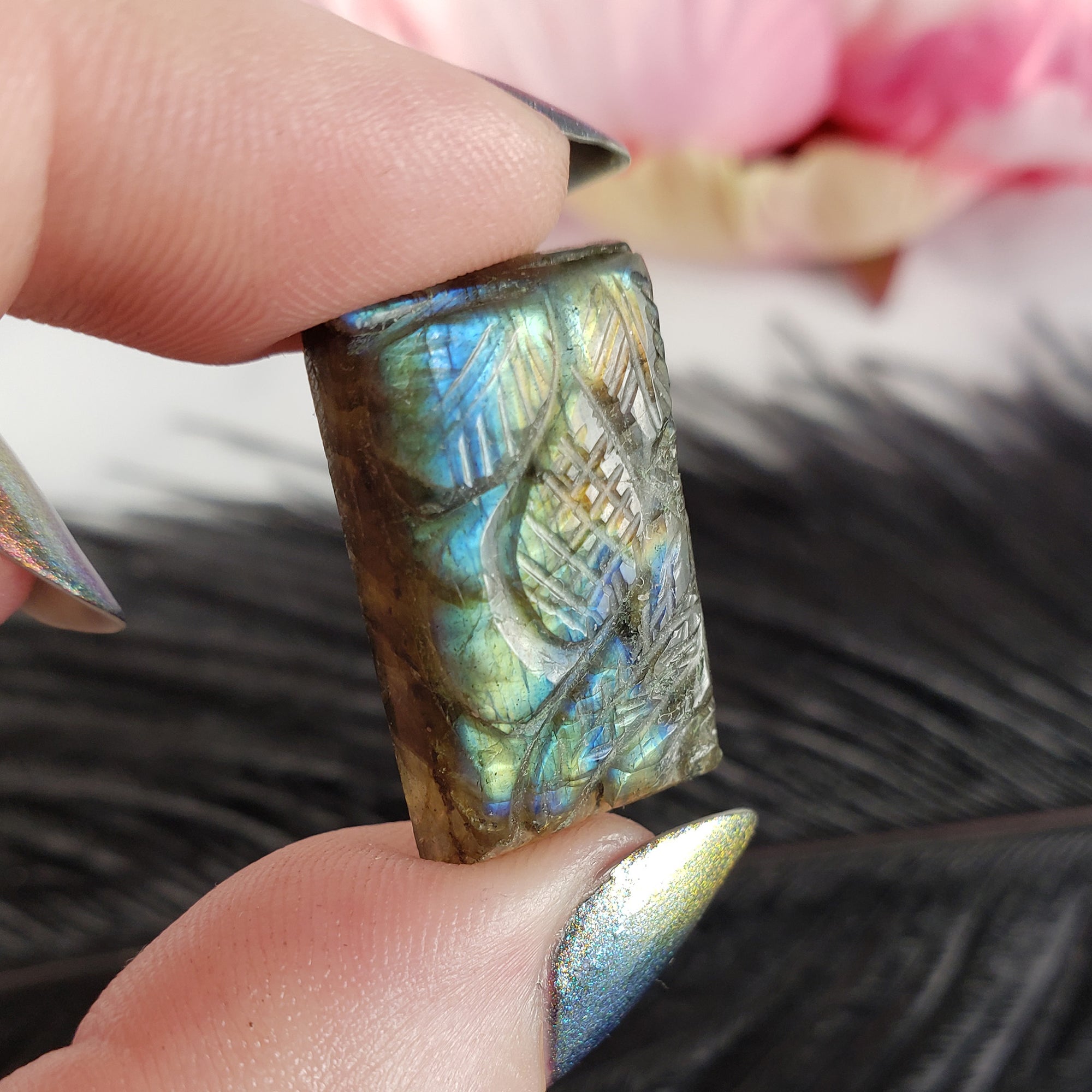 Unique 26 Carat Labradorite Cabochon Natural Gemstone Carving | Pine