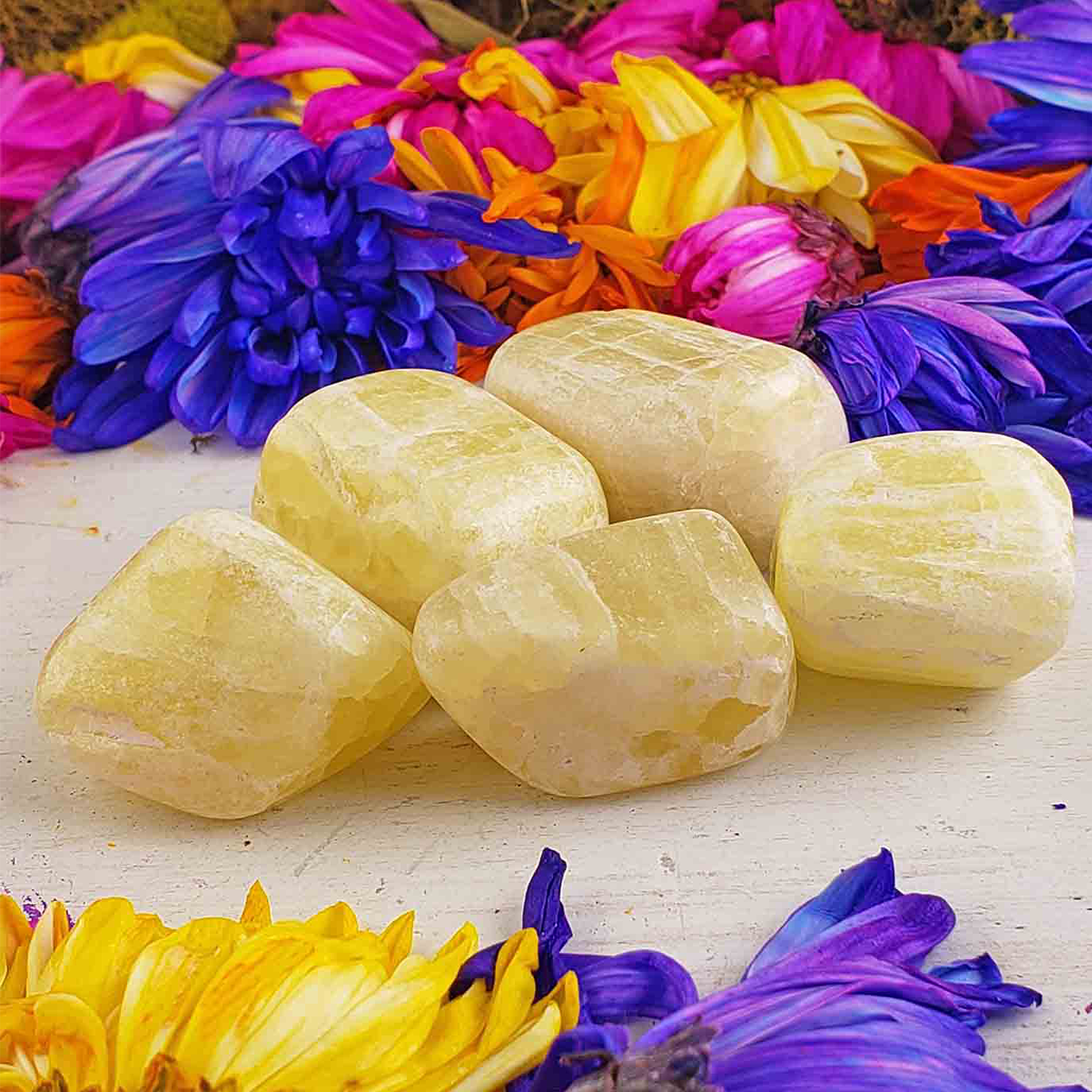 Pineapple Yellow Calcite Crystal Natural Gemstone Tumbled Stone - 1