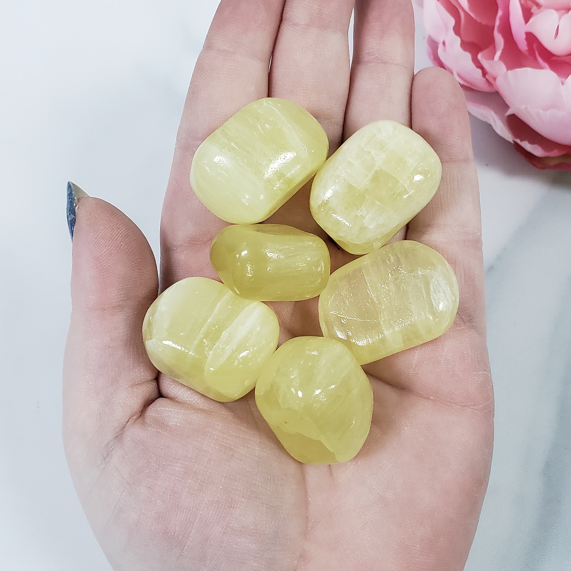 Pineapple Yellow Calcite Crystal Natural Gemstone Tumbled Stone