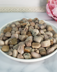 Pink Amethyst Crystal Pebbles Natural Tumbled Stones By the Ounce - White Bowl