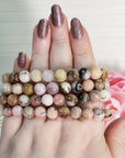 Pink Opal Crystal Natural Gemstone 7-8mm Beaded Bracelet - 7