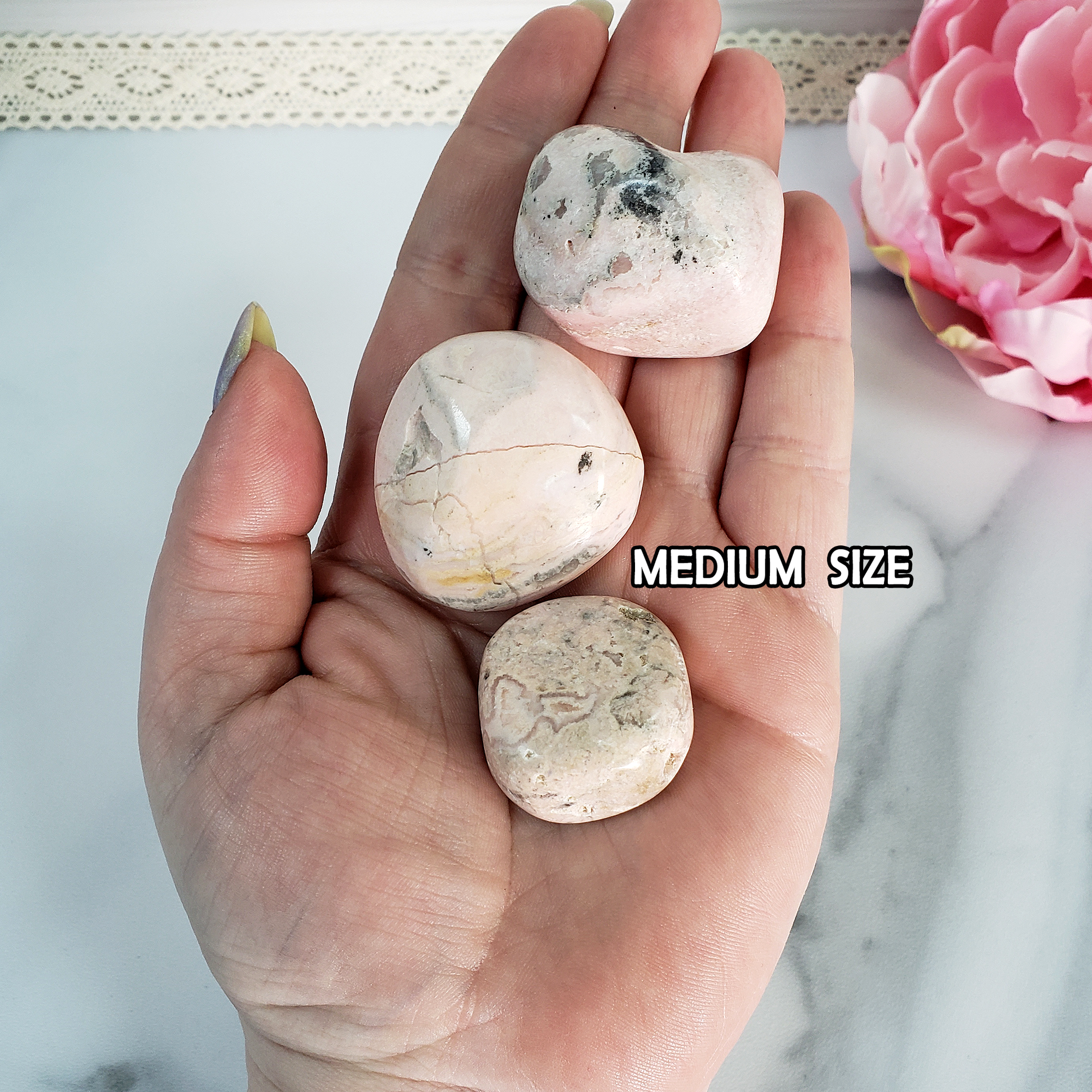 Pink Rhodochrosite Crystal Natural Gemstone Tumbled Stone | Multiple Sizes - Medium Size 2