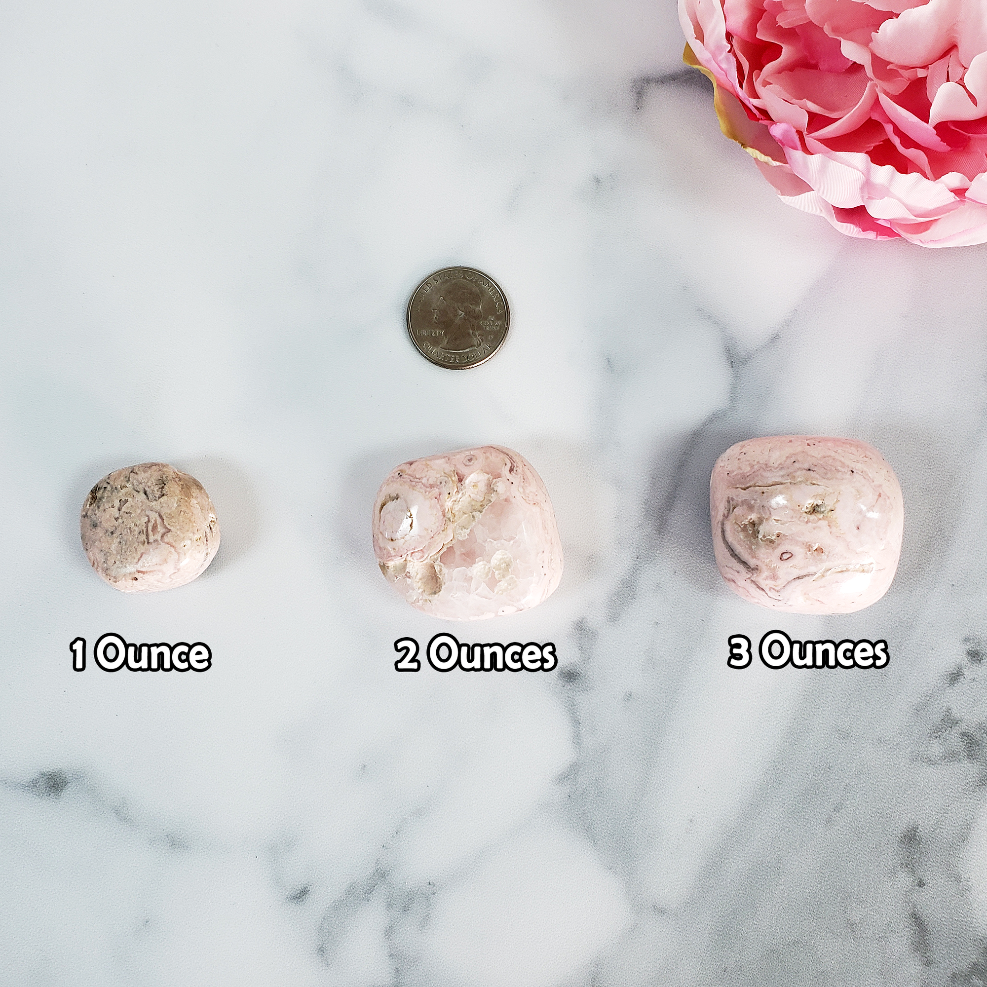 Pink Rhodochrosite Crystal Natural Gemstone Tumbled Stone | Multiple Sizes - Sizing