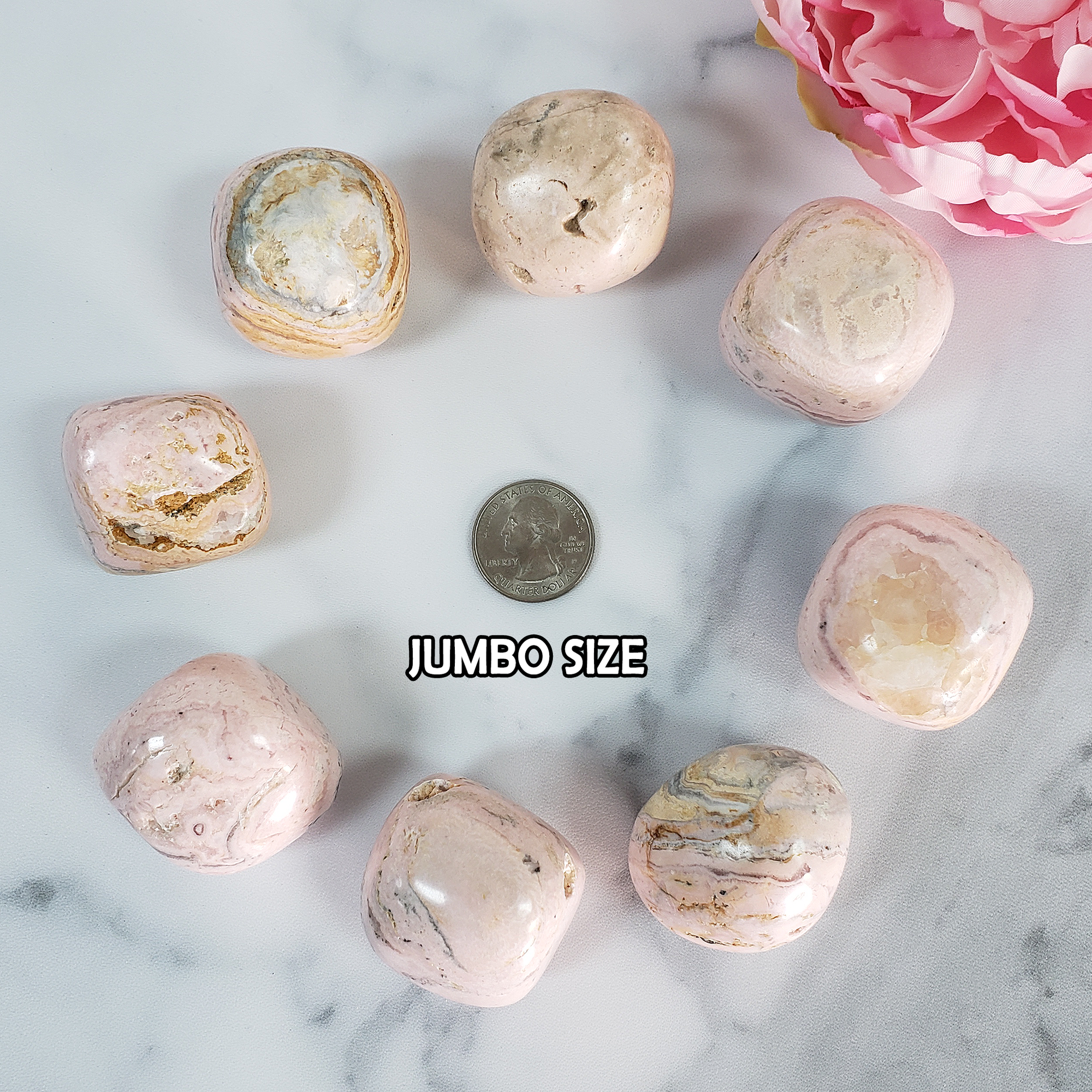 Pink Rhodochrosite Crystal Natural Gemstone Tumbled Stone | Multiple Sizes - Jumbo Size