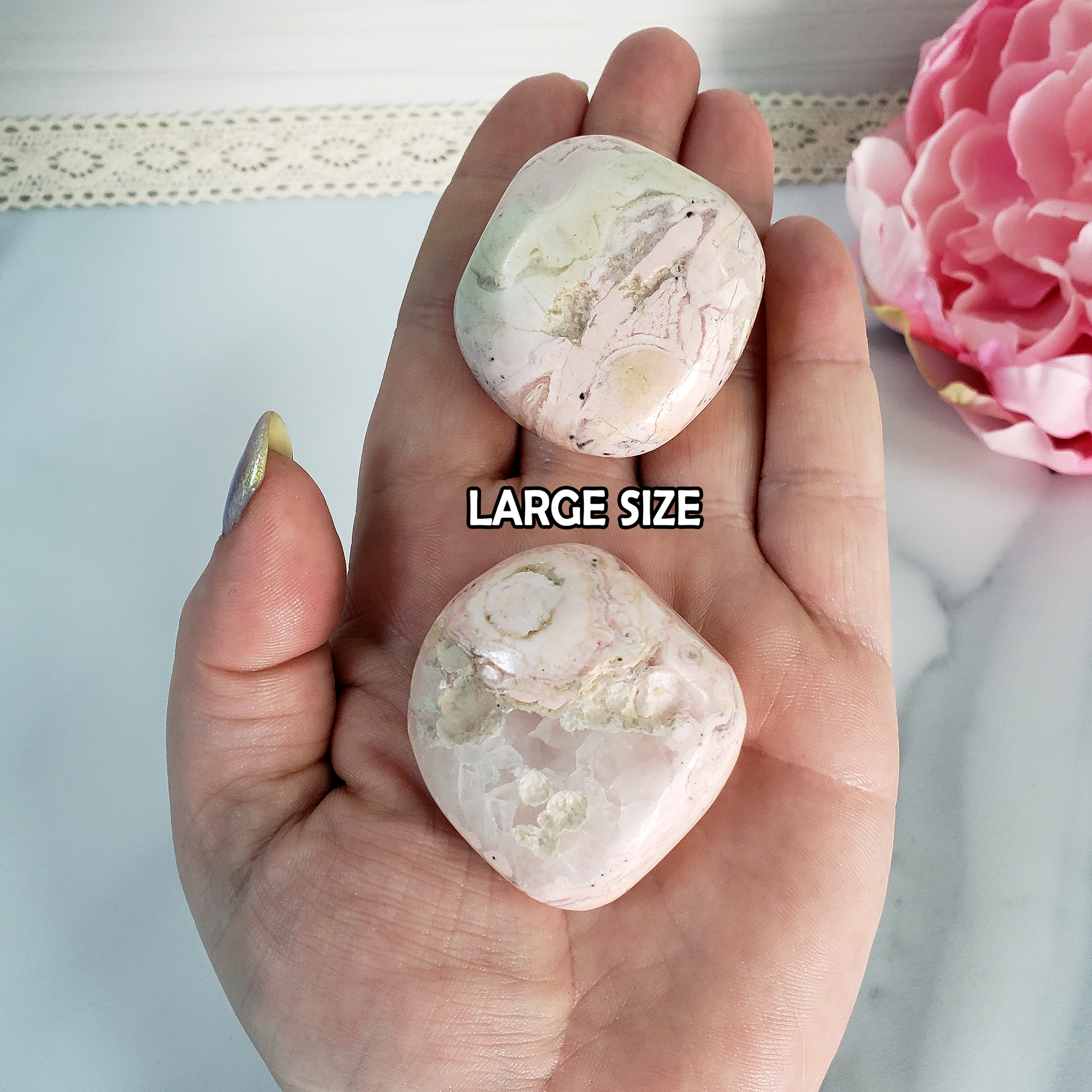 Pink Rhodochrosite Crystal Natural Gemstone Tumbled Stone | Multiple Sizes - Large Size