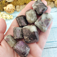 Rhodolite Garnet in Quartz and Schist Matrix Natural Tumbled Gemstone