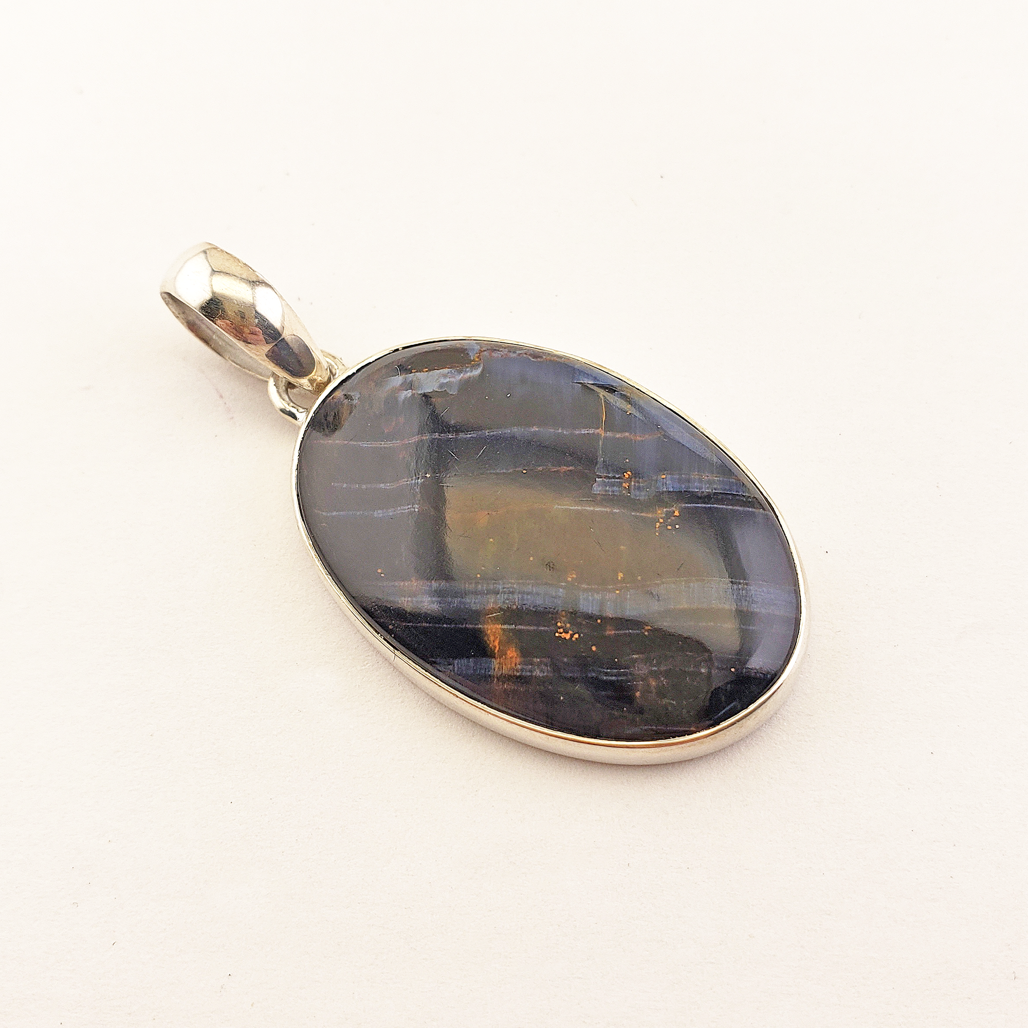 Unique Dark Blue Pietersite Stone Natural Gemstone 925 Sterling Silver Pendant - Pippin - 1