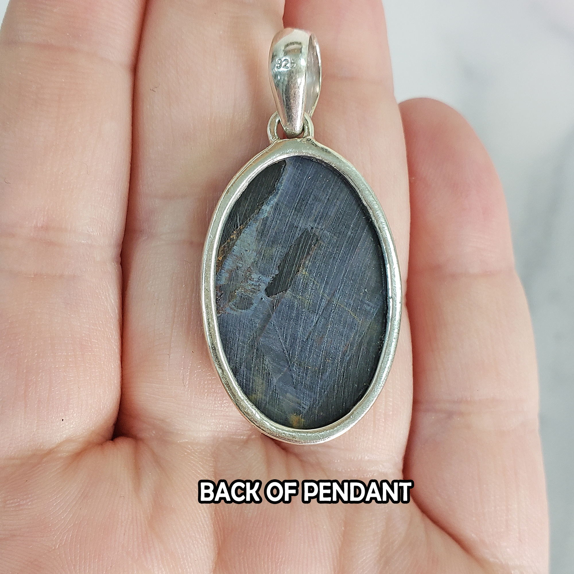 Unique Dark Blue Pietersite Stone Natural Gemstone 925 Sterling Silver Pendant - Pippin - 4