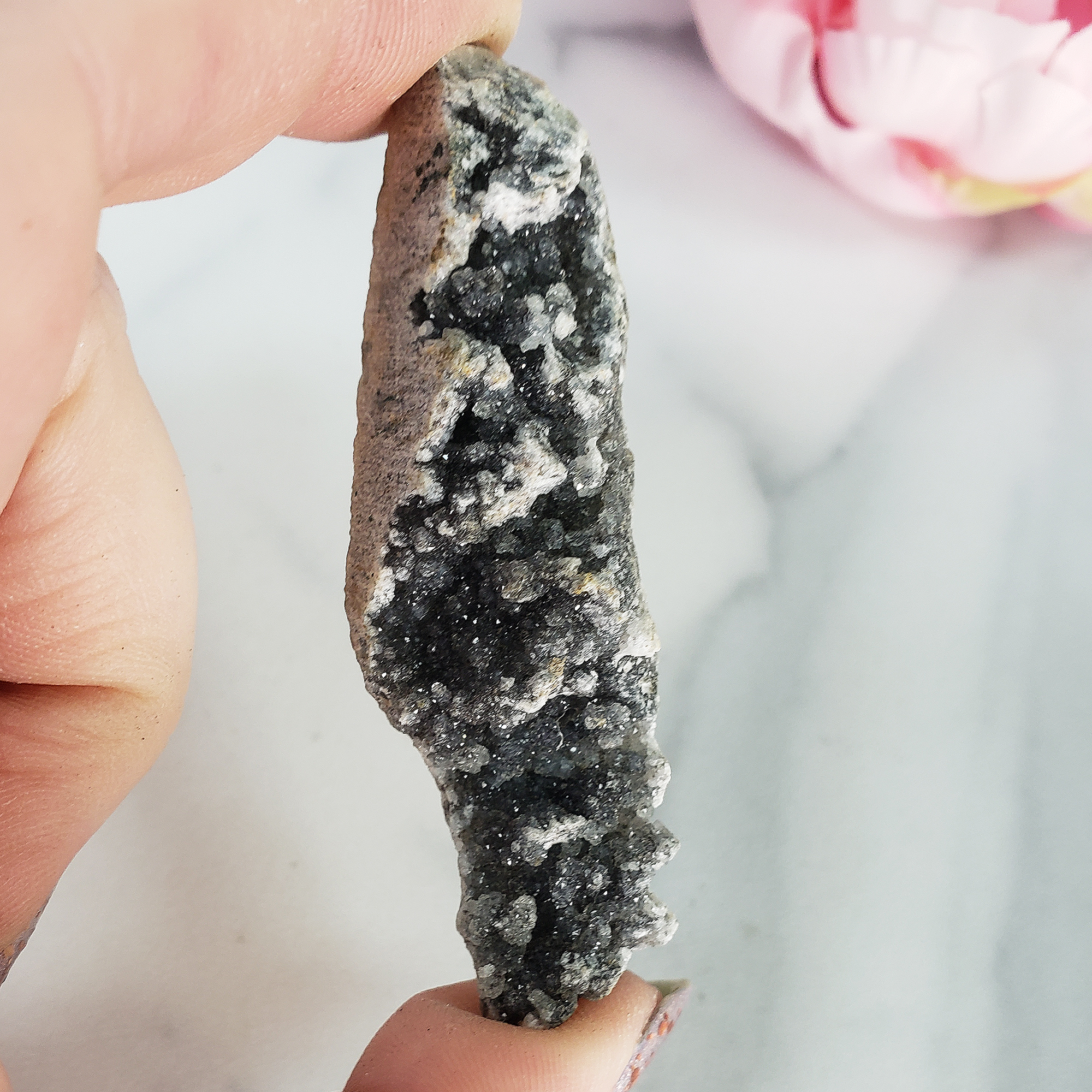 Unique Druzy Black Amethyst Included Quartz Crystal Cluster Natural Gemstone | Placidity