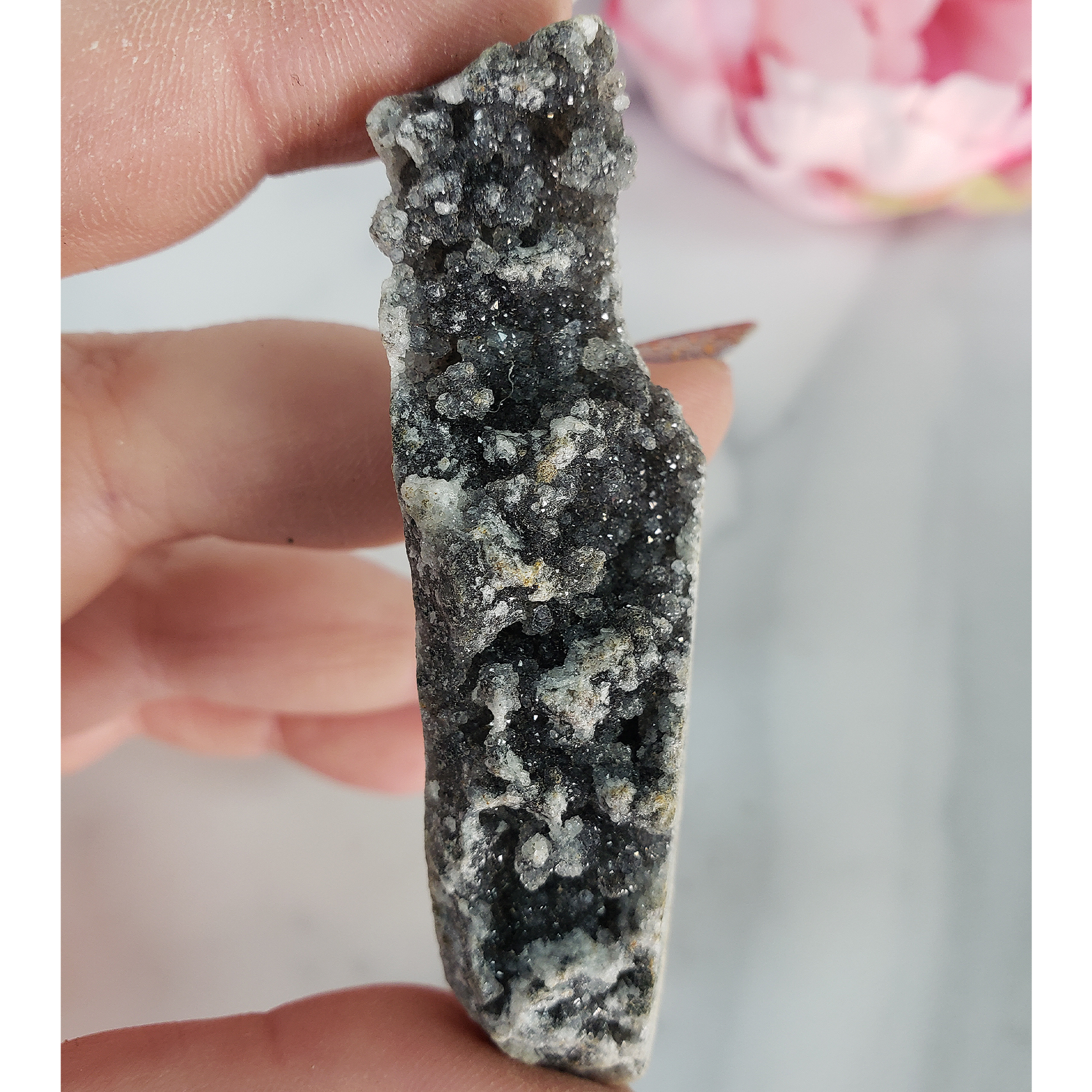 Unique Druzy Black Amethyst Included Quartz Crystal Cluster Natural Gemstone | Placidity - 2