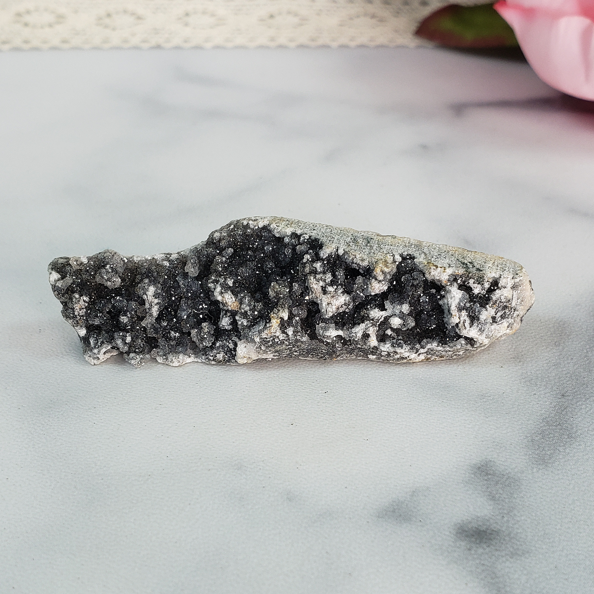 Unique Druzy Black Amethyst Included Quartz Crystal Cluster Natural Gemstone | Placidity - 1