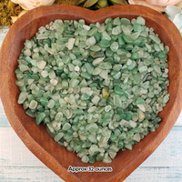 Green Aventurine Polished Gemstone Chips - By the Ounce - 32 Ounces of Gemstone Chips in Wooden Bowl