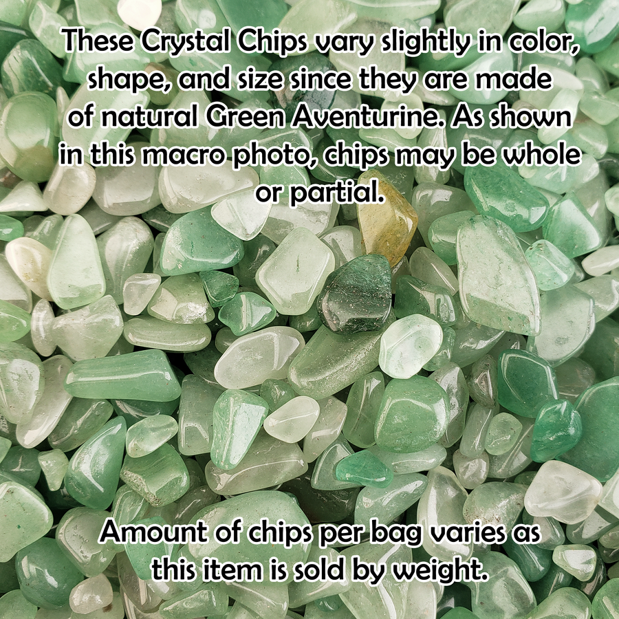 Green Aventurine Polished Gemstone Chips - By the Ounce - Information and Close Up