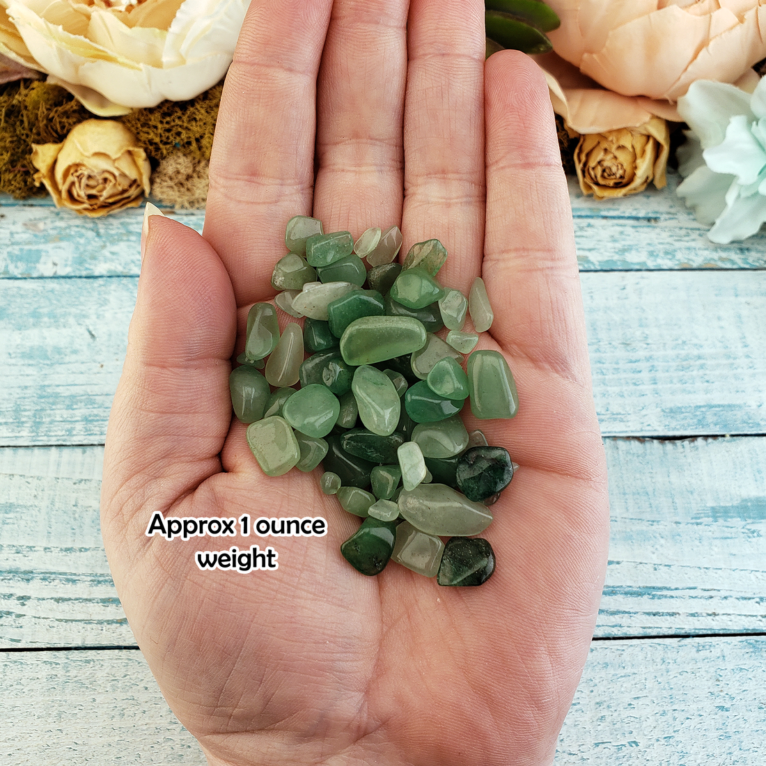 Green Aventurine Polished Gemstone Chips - By the Ounce - One Ounce Weight of Gemstone Chips