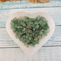 Green Aventurine Polished Gemstone Chips - By the Ounce - Gemstone Chips in Selenite Bowl