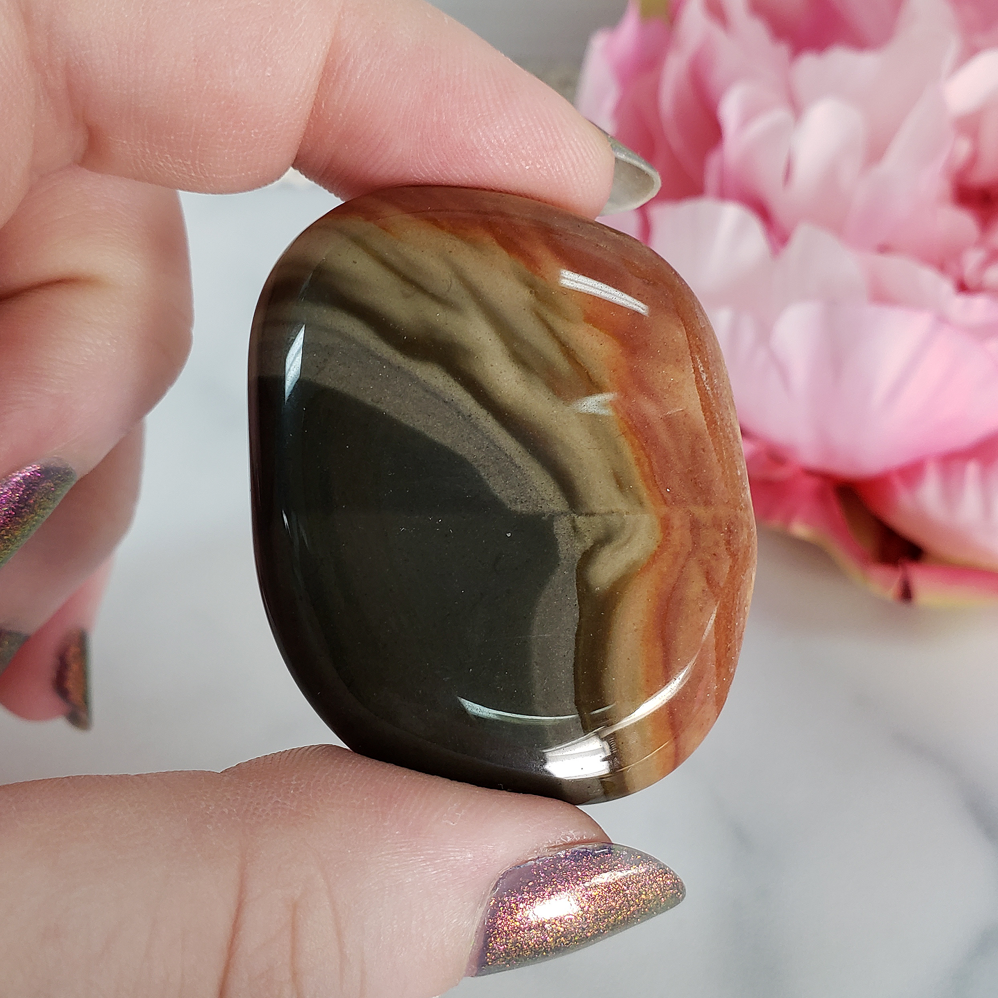 Unique Polychrome Jasper Natural Crystal Palm Stone Worry Stone | Gather