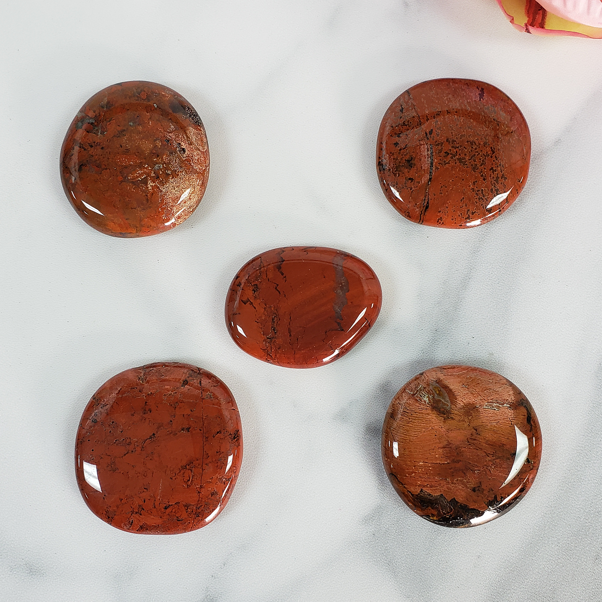 Poppy Jasper Red Jasper  Natural Crystal Palm Stone Worry Stone Meditation Tool - 3