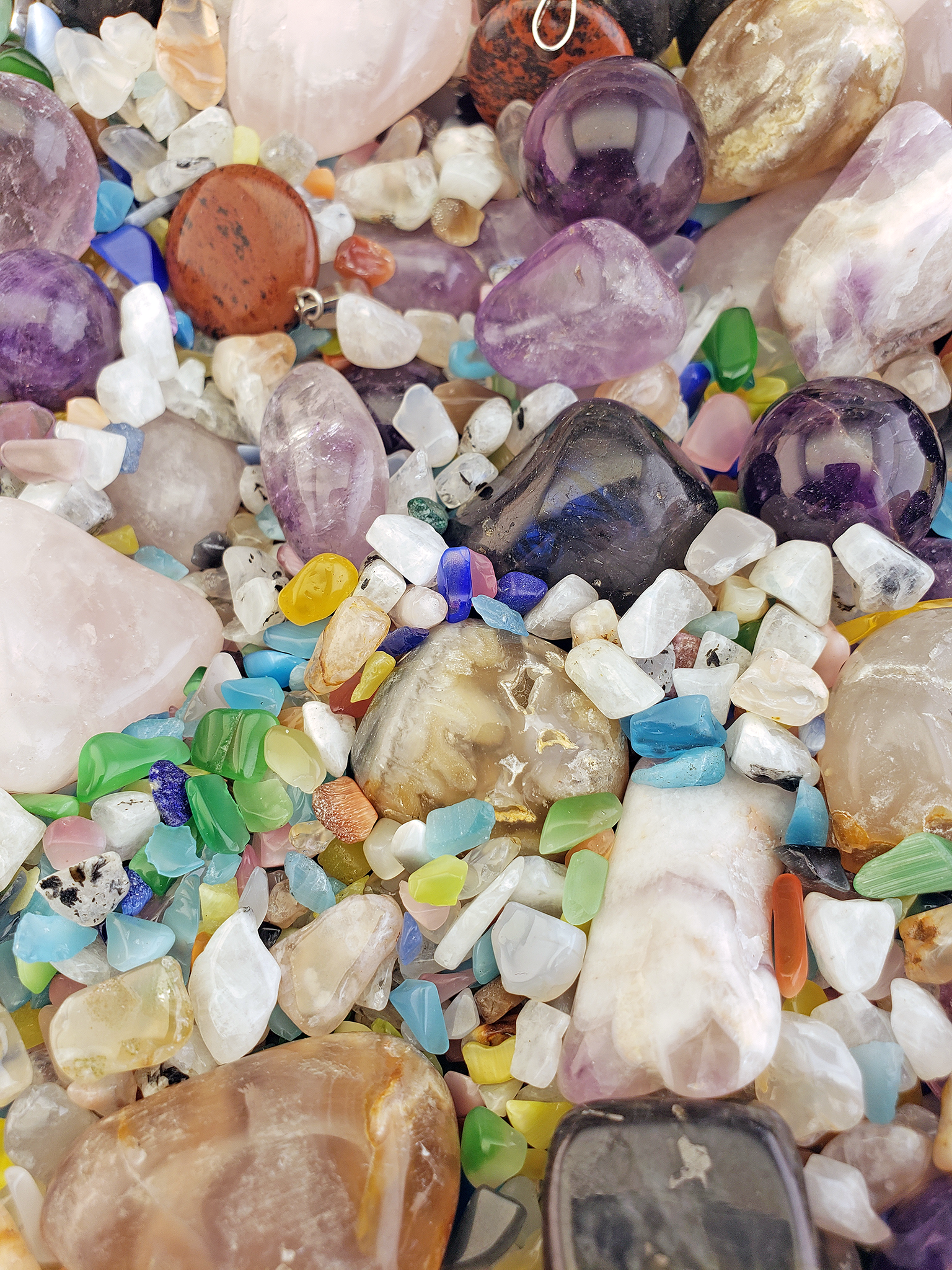 Pride &amp; Joy Crystal Confetti Mix - One Lucky Dip Scoop - Tumbled Stones Crystal Chips Gemstone Pendants Crystal Spheres - Amethyst Rose Quartz
