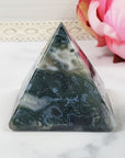 Unique Moss Agate Stone Natural Crystal Pyramid | 2 Inch Base | Prosperity - 7