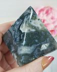 Unique Moss Agate Stone Natural Crystal Pyramid | 2 Inch Base | Prosperity - 2