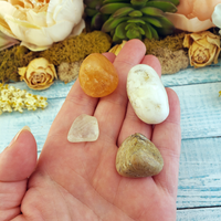Psychic Power & Spiritual Healing Crystal Set  - Four Tumbled Stones with Pouch - Aquamarine
