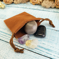 Psychic Protection - Set of Four Tumbled Stones with Pouch - Natural Tumbled Crystals