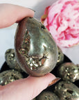 Pyrite Crystal Egg Natural Gemstone Carving with Natural Caverns | Multiple Sizes - 6