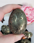 Pyrite Crystal Egg Natural Gemstone Carving with Natural Caverns | Multiple Sizes - 9