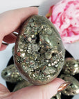 Pyrite Crystal Egg Natural Gemstone Carving with Natural Caverns | Multiple Sizes - 1
