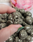Pyrite Crystal Fool's Gold Natural Gemstone Semi-Tumbled Stone with Druzy Caverns - 2