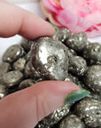 Pyrite Crystal Fool's Gold Natural Gemstone Semi-Tumbled Stone with Druzy Caverns - 6