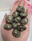 Pyrite Crystal Fool's Gold Natural Gemstone Semi-Tumbled Stone with Druzy Caverns-  7