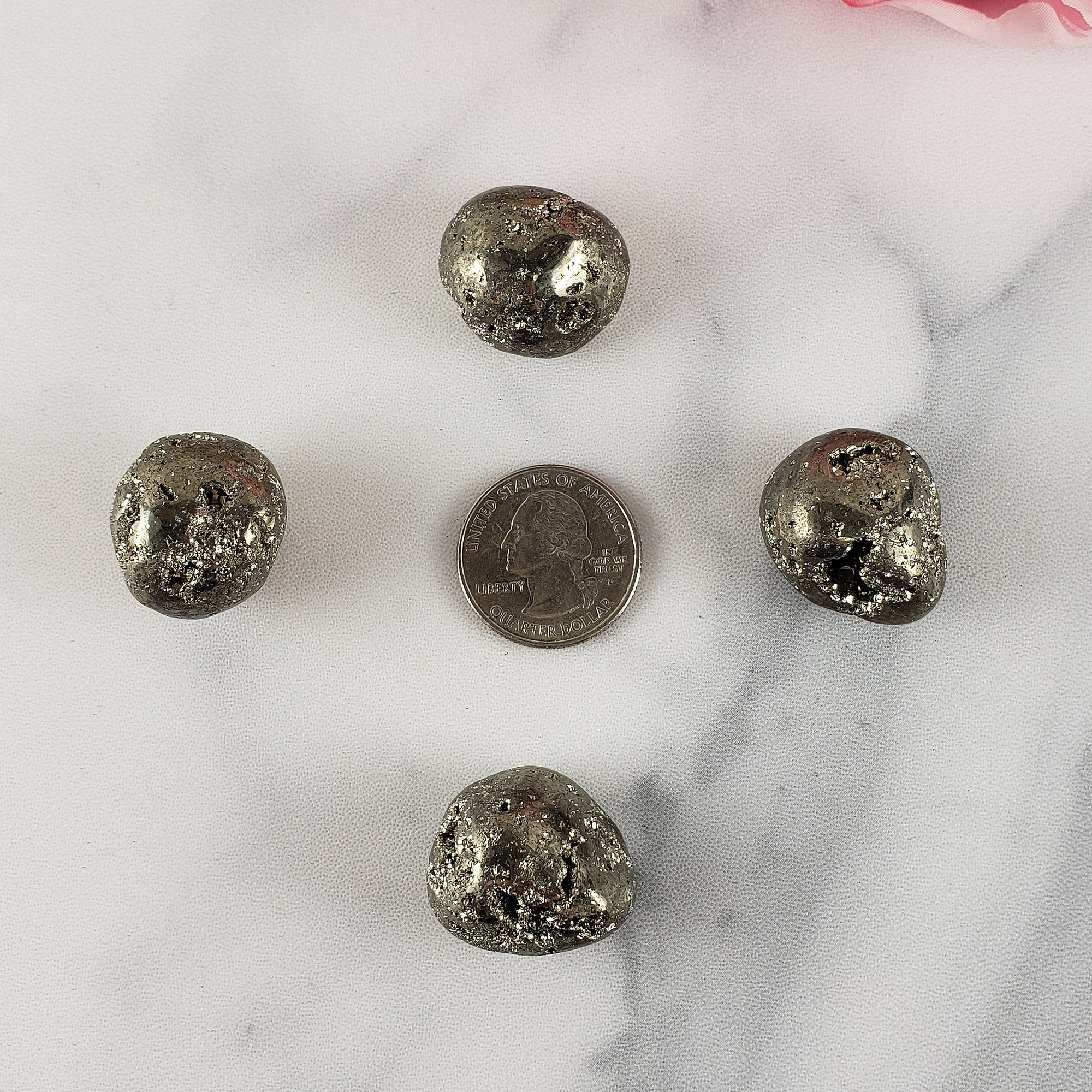 Pyrite Crystal Fool&#39;s Gold Natural Gemstone Semi-Tumbled Stone with Druzy Caverns - 4